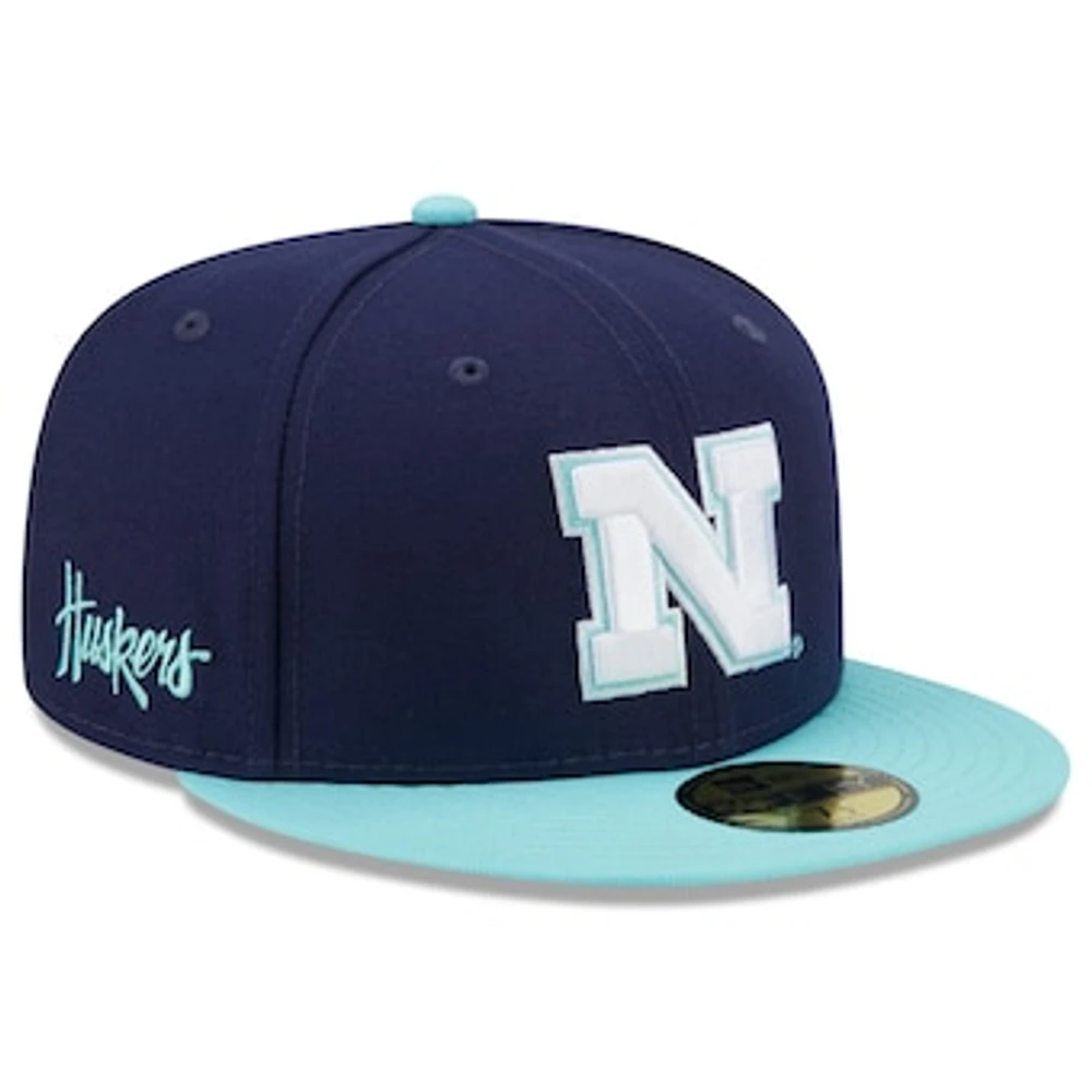 Men's New Era Navy/Light Blue Nebraska Huskers 59FIFTY Fitted Hat