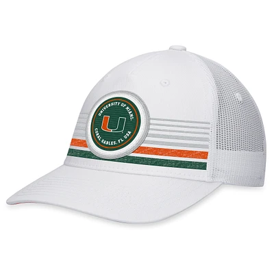 Men's Top of the World White Miami Hurricanes Top Trace Trucker Snapback Hat