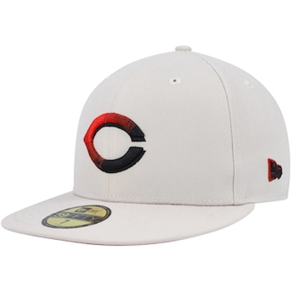 Men's New Era Khaki Cincinnati Reds Stone Dim Undervisor 59FIFTY Fitted Hat