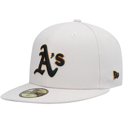 Men's New Era Khaki Oakland Athletics Stone Dim Undervisor 59FIFTY Fitted Hat