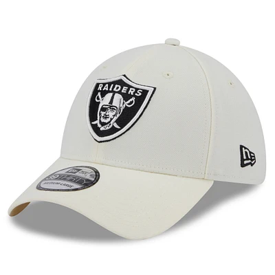 Men's New Era Cream Las Vegas Raiders Chrome Collection 39THIRTY Flex Hat