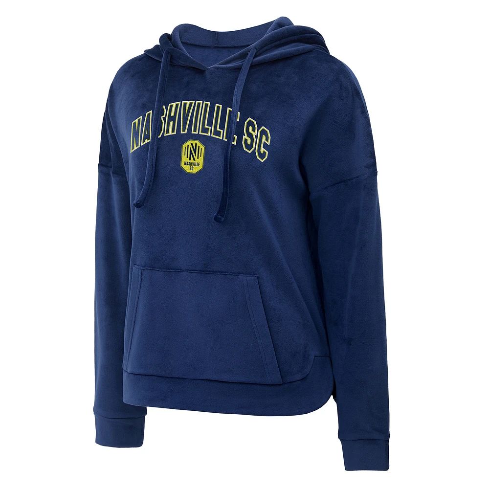 Women's Concepts Sport Navy Nashville SC Intermission Velour Pullover Hoodie