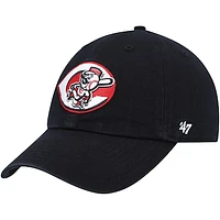 Men's '47  Black Cincinnati Reds Cooperstown Collection Clean Up Adjustable Hat