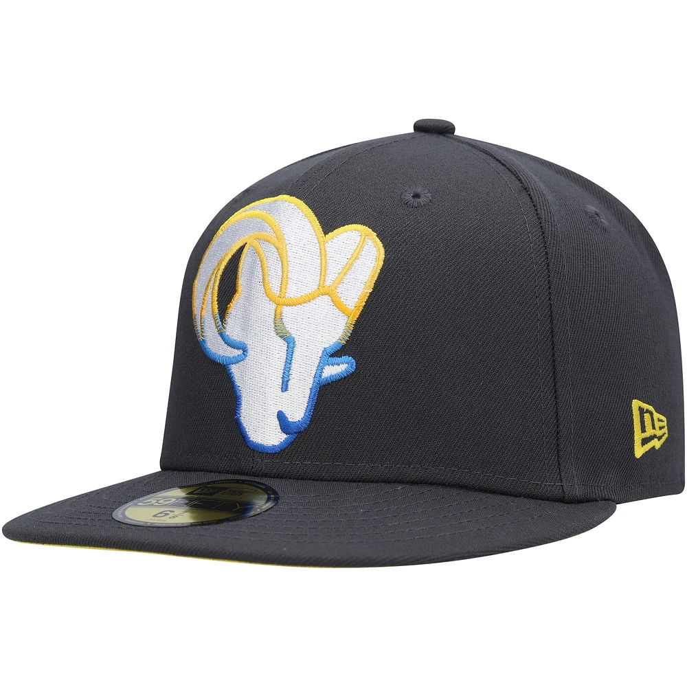 Men's New Era Graphite Los Angeles Rams Color Dim 59FIFTY Fitted Hat