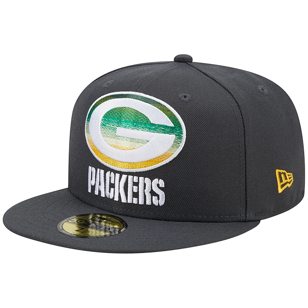 Men's New Era Graphite Green Bay Packers Color Dim 59FIFTY Fitted Hat