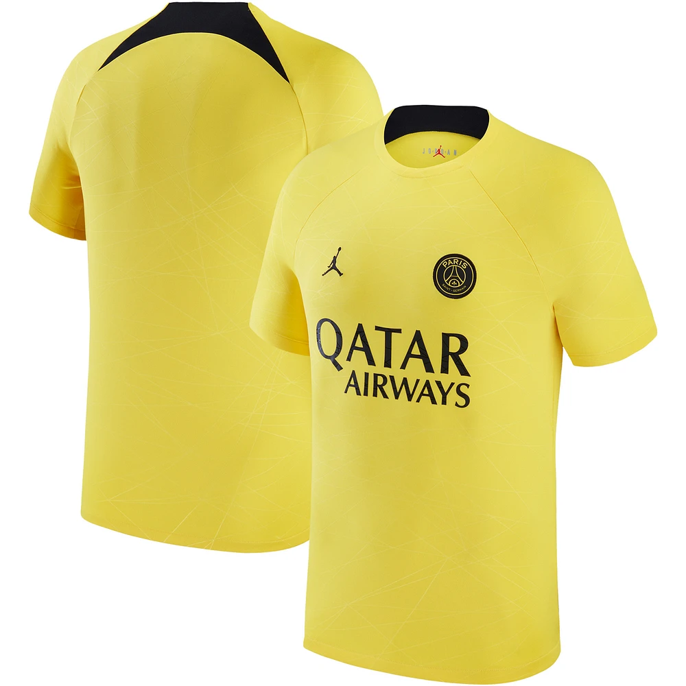 Men's Jordan Brand Yellow Paris Saint-Germain 2022/23 Pre-Match Top