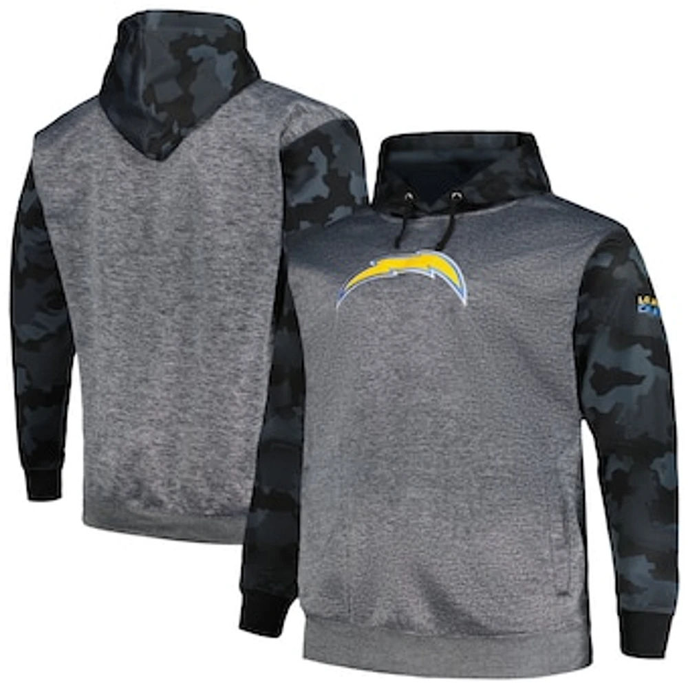 Men's Fanatics Heather Charcoal Los Angeles Chargers Big & Tall Camo Pullover Hoodie