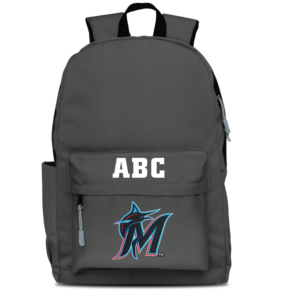 MOJO Gray Miami Marlins Personalized Campus Laptop Backpack