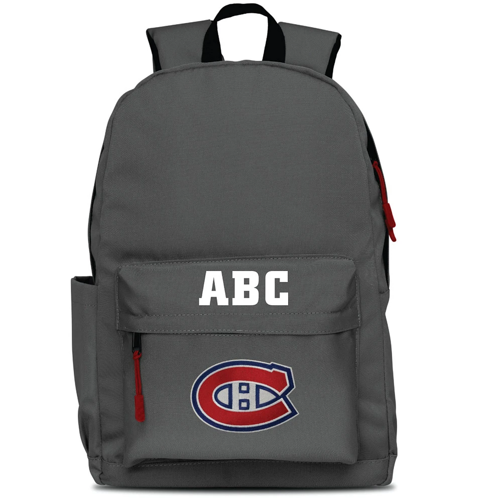 MOJO Gray Montreal Canadiens Personalized Campus Laptop Backpack