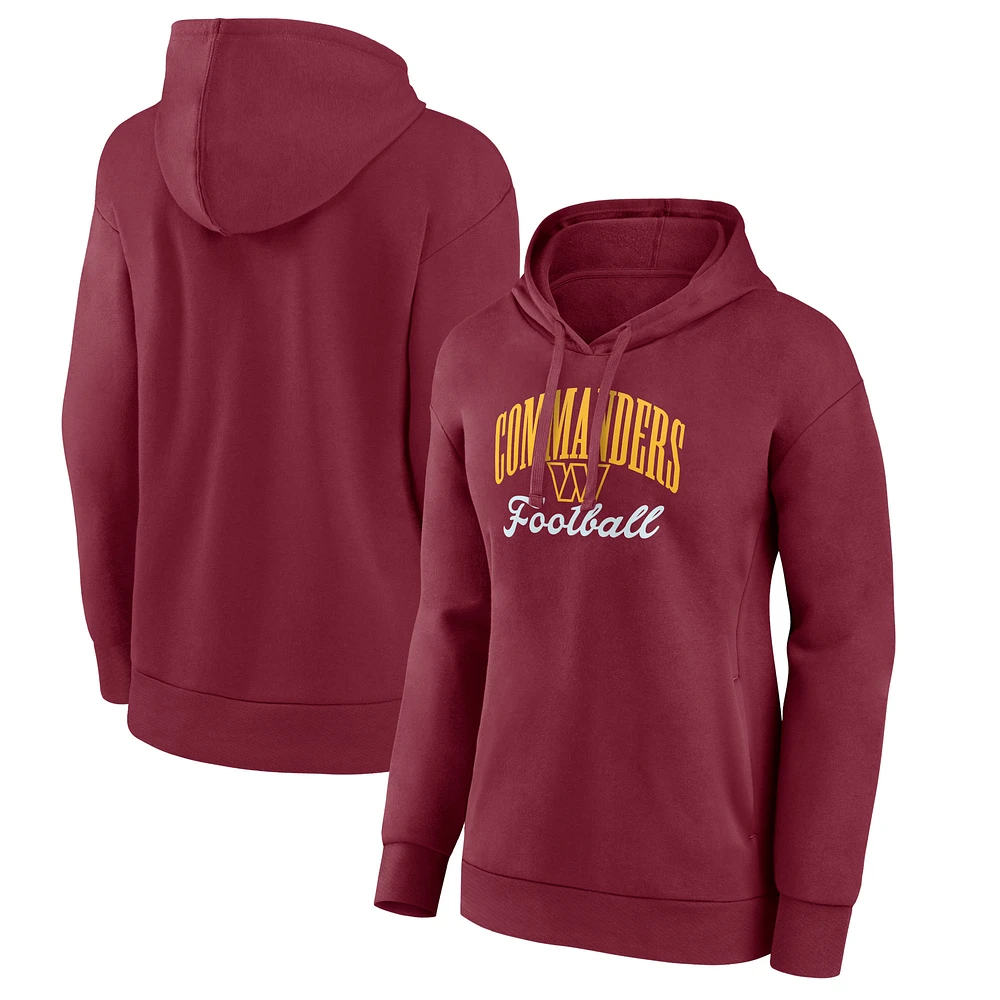 Women's Fanatics Burgundy Washington Commanders Team Logo Victory Script Pullover Hoodie