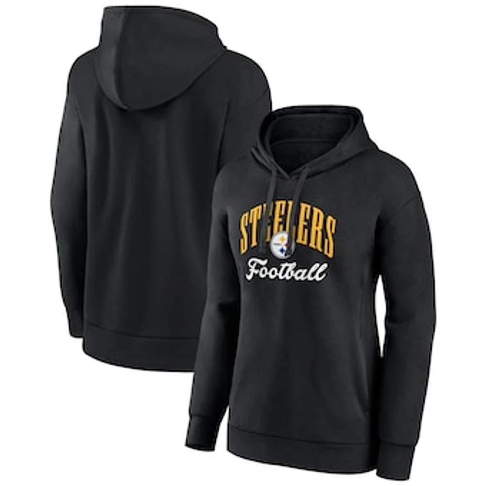 Women's Fanatics Black Pittsburgh Steelers Team Logo Victory Script Pullover Hoodie