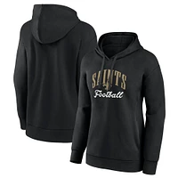 Women's Fanatics Black New Orleans Saints Team Logo Victory Script Pullover Hoodie