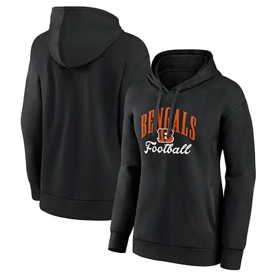 Women's Fanatics Black Cincinnati Bengals Team Logo Victory Script Pullover Hoodie