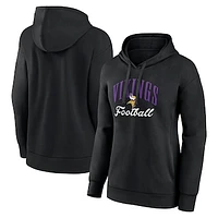 Women's Fanatics Black Minnesota Vikings Team Logo Victory Script Pullover Hoodie