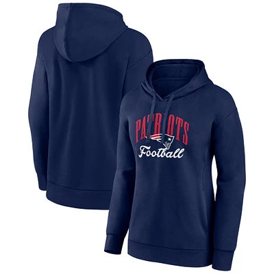 Women's Fanatics Navy New England Patriots Team Logo Victory Script Pullover Hoodie