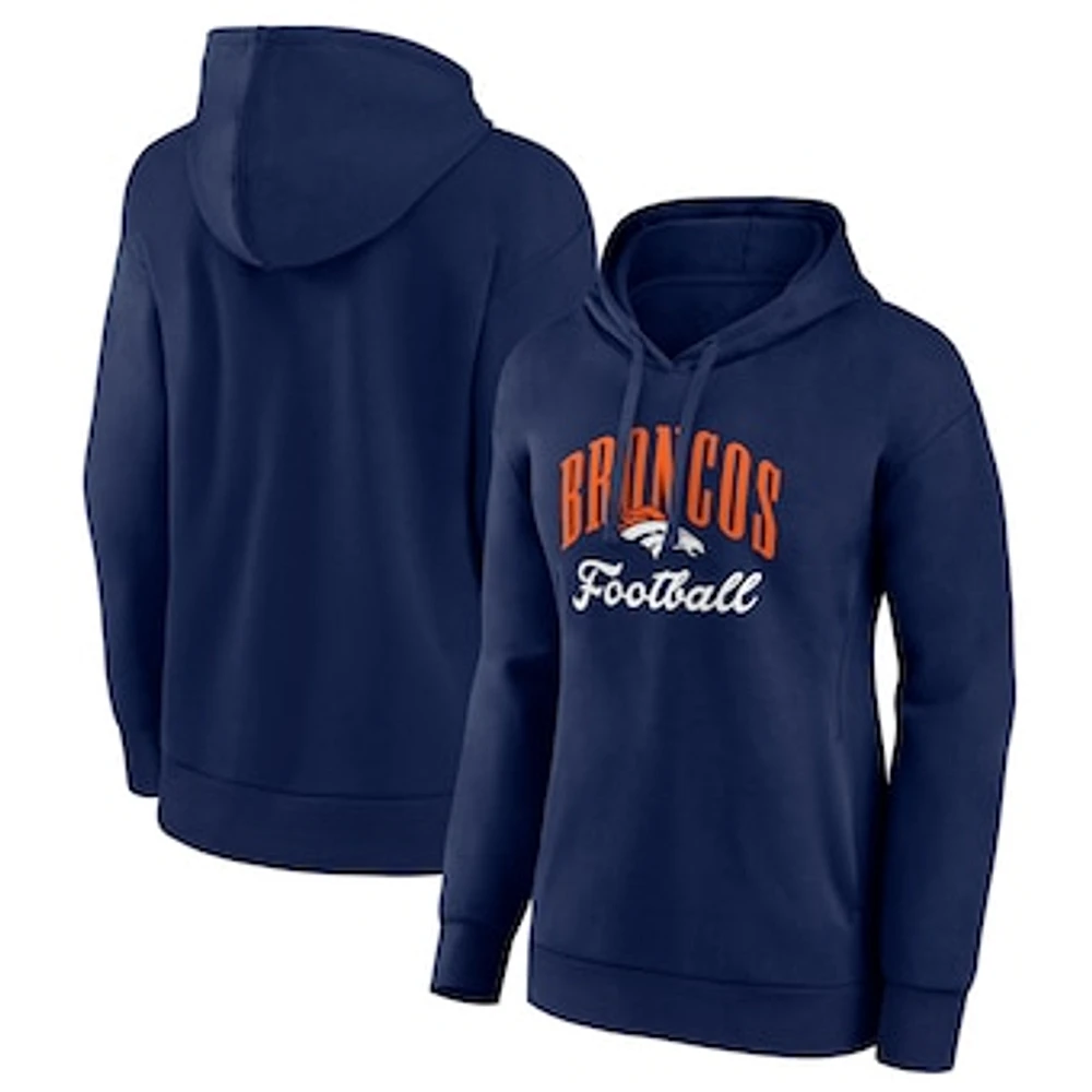 Women's Fanatics Navy Denver Broncos Team Logo Victory Script Pullover Hoodie