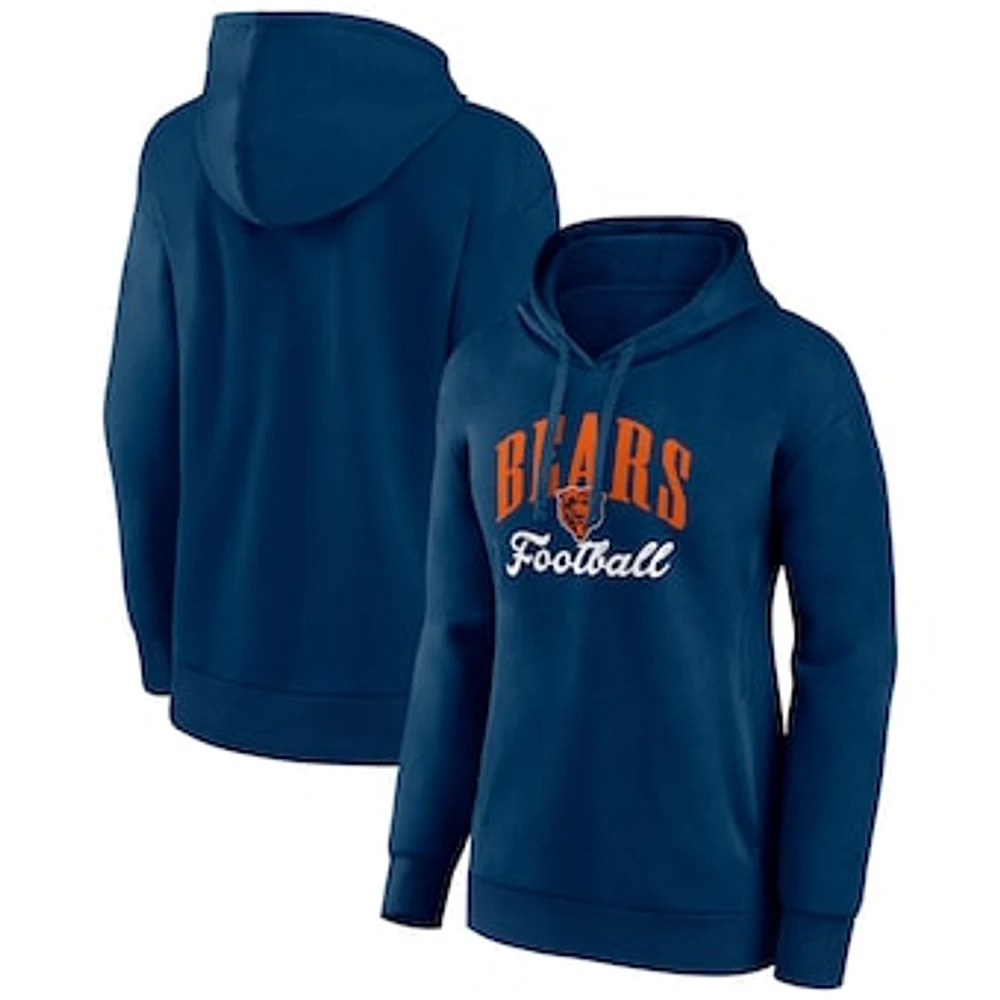 Women's Fanatics Navy Chicago Bears Team Logo Victory Script Pullover Hoodie