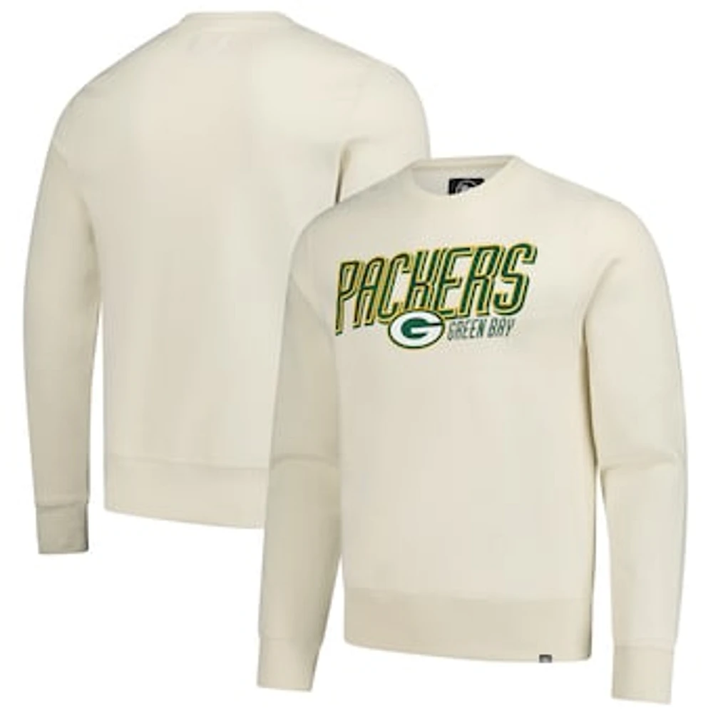 Men's '47 Cream Green Bay Packers Locked Headline Pullover Sweatshirt