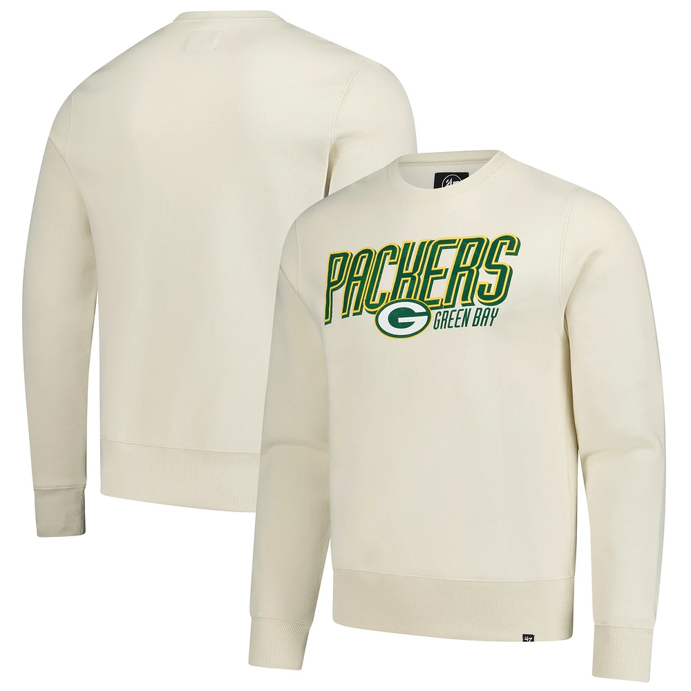 Men's '47 Cream Green Bay Packers Locked Headline Pullover Sweatshirt