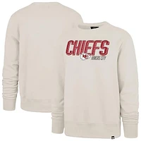 Men's '47 Cream Kansas City Chiefs Locked Headline Pullover Crewneck