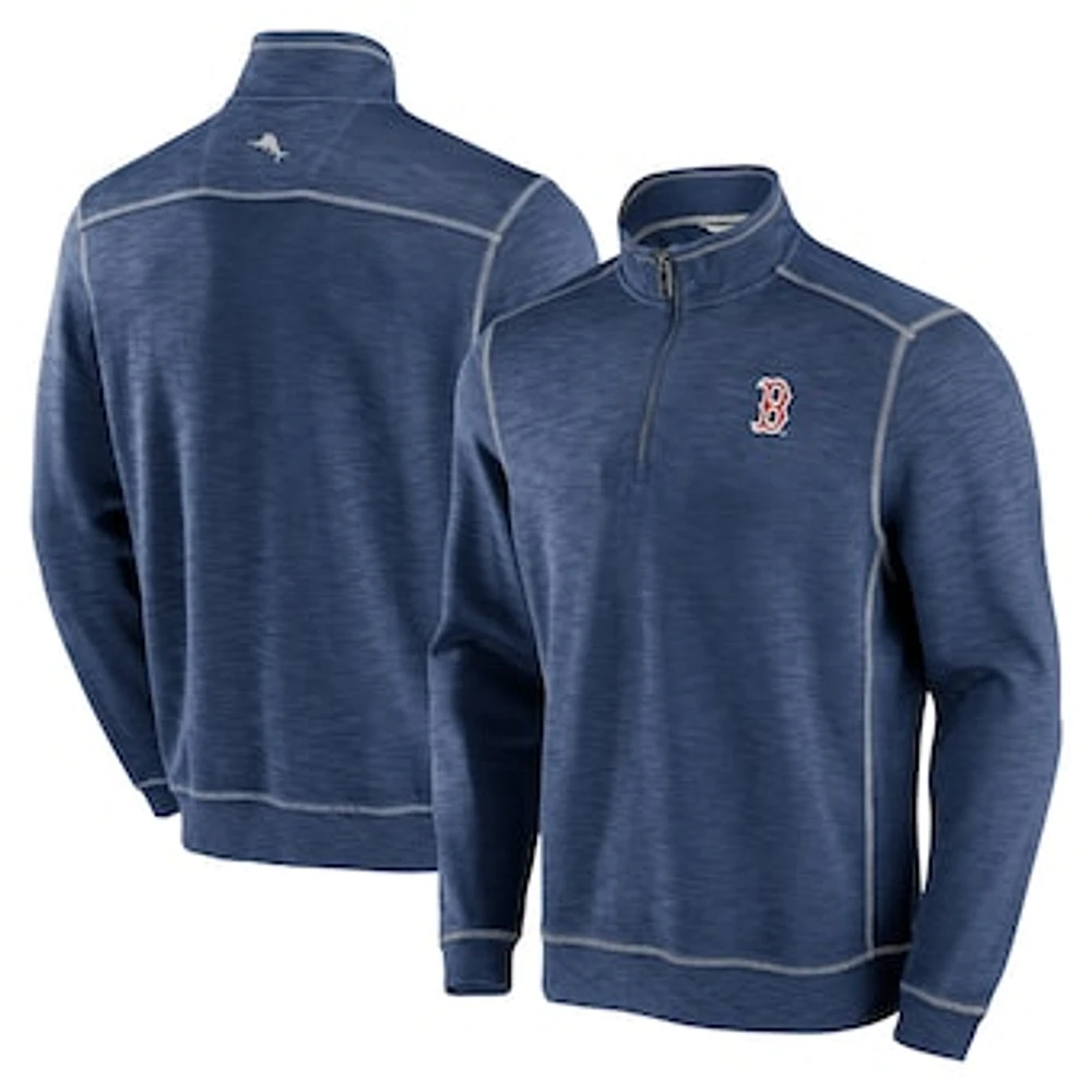 Men's Tommy Bahama Navy Boston Red Sox Tobago Bay Tri-Blend Quarter-Zip Sweatshirt