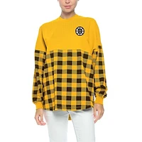 Women's Fanatics Gold Boston Bruins Buffalo Check Long Sleeve T-Shirt