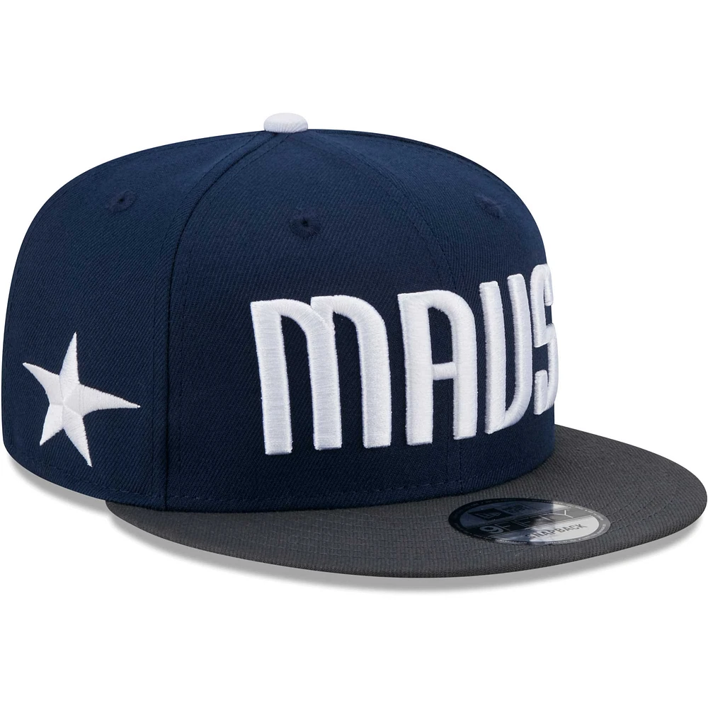 Men's New Era Navy/Gray Dallas Mavericks Jersey Hook Statement Edition 9FIFTY Snapback Hat