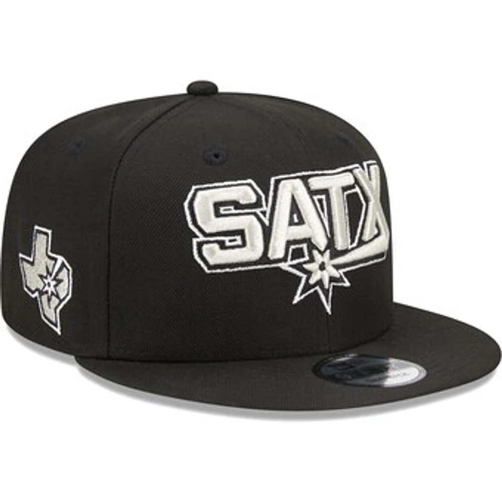 Men's New Era Black San Antonio Spurs Jersey Hook Statement Edition 9FIFTY Snapback Hat