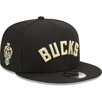 Men's New Era Black Milwaukee Bucks Jersey Hook Statement Edition 9FIFTY Snapback Hat