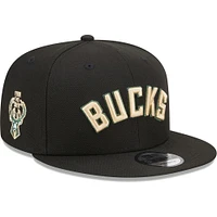 Men's New Era Black Milwaukee Bucks Jersey Hook Statement Edition 9FIFTY Snapback Hat