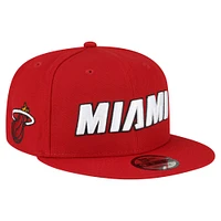 Men's New Era Red Miami Heat Jersey Hook Statement Edition 9FIFTY Snapback Hat