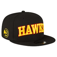 Men's New Era Black Atlanta Hawks Jersey Hook Statement Edition 9FIFTY Snapback Hat