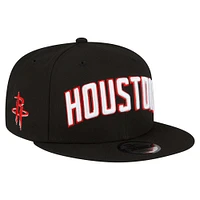 Men's New Era Black Houston Rockets Jersey Hook Statement Edition 9FIFTY Snapback Hat