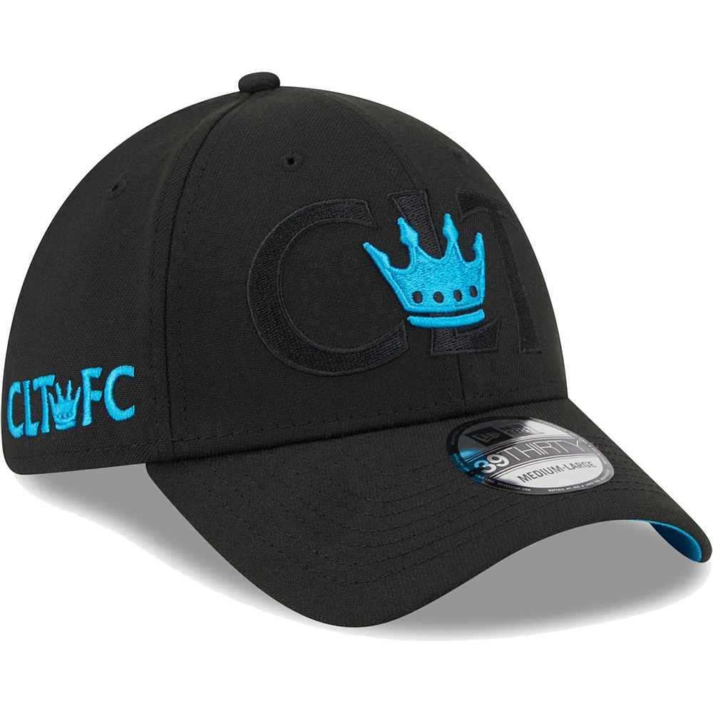 Men's New Era Black Charlotte FC Kick Off 39THIRTY Flex Hat