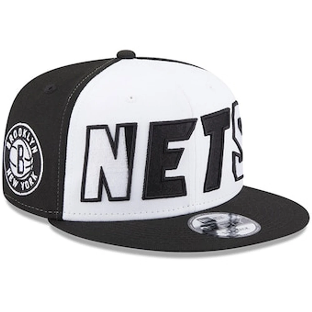 Men's New Era  White/Black Brooklyn Nets Back Half 9FIFTY Snapback Hat