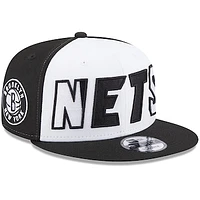 Men's New Era  White/Black Brooklyn Nets Back Half 9FIFTY Snapback Hat