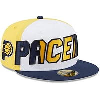 Men's New Era  White/Navy Indiana Pacers Back Half 9FIFTY Fitted Hat