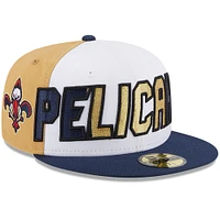 Men's New Era  White/Navy New Orleans Pelicans Back Half 9FIFTY Fitted Hat