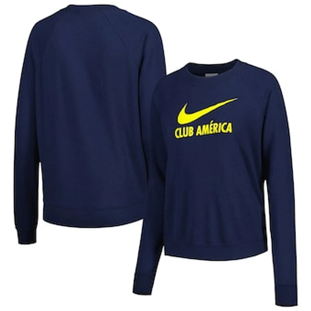 Women's Nike Navy Club America Lockup Varsity Tri-Blend Raglan Pullover Sweatshirt