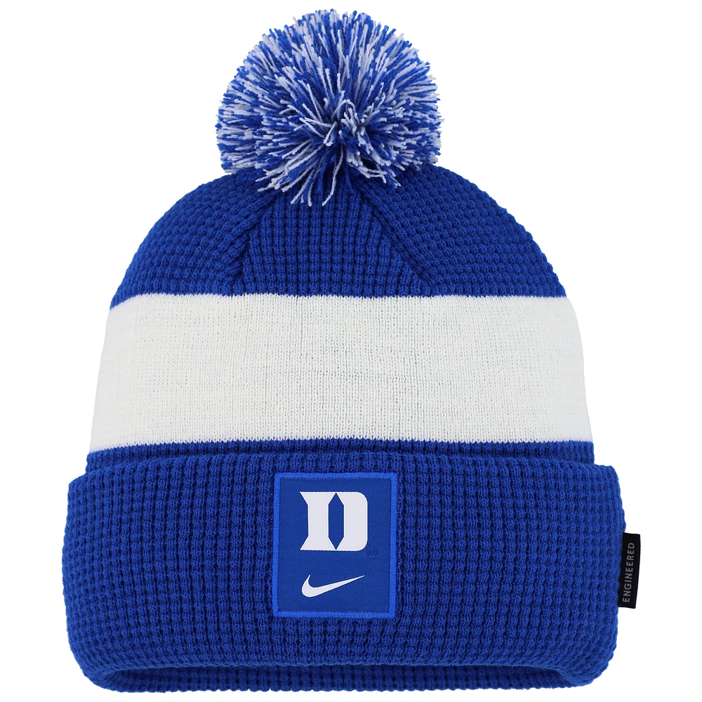 Youth Nike Royal Duke Blue Devils Cuffed Knit Hat with Pom