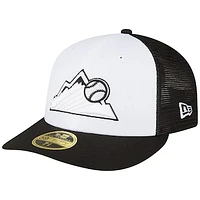 Men's New Era White/Black Colorado Rockies 2023 On-Field Batting Practice Low Profile 59FIFTY Fitted Hat