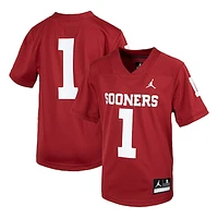 Youth Jordan Brand #1 Crimson Oklahoma Sooners 1st Armored Division Old Ironsides Untouchable Football Jersey