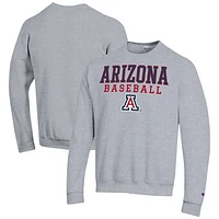 Men's Champion Gray Arizona Wildcats Baseball Stack Pullover Crewneck Sweatshirt