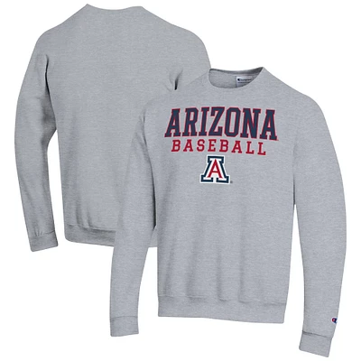 Men's Champion Gray Arizona Wildcats Baseball Stack Pullover Crewneck Sweatshirt