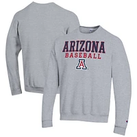Men's Champion Gray Arizona Wildcats Baseball Stack Pullover Crewneck Sweatshirt