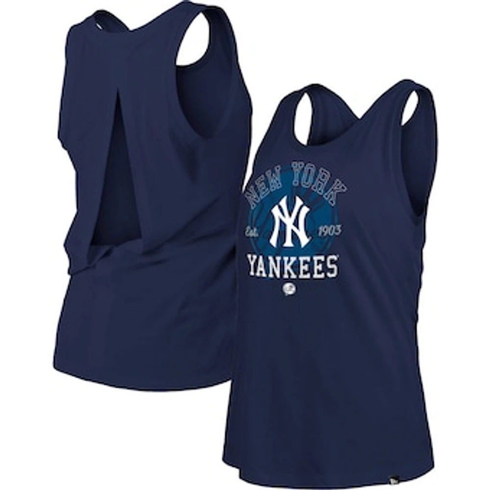 Women's New Era  Navy New York Yankees Open Back Tank Top