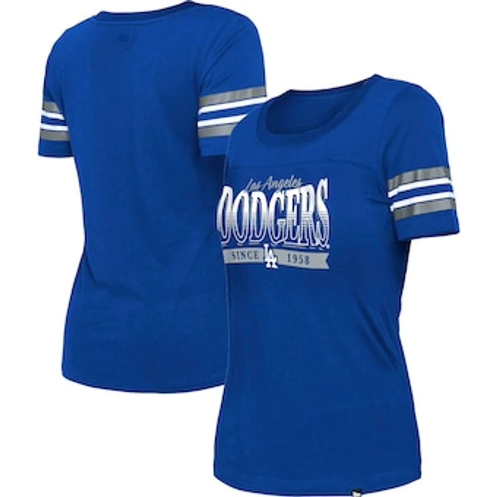 Women's New Era Royal Los Angeles Dodgers Team Stripe T-Shirt