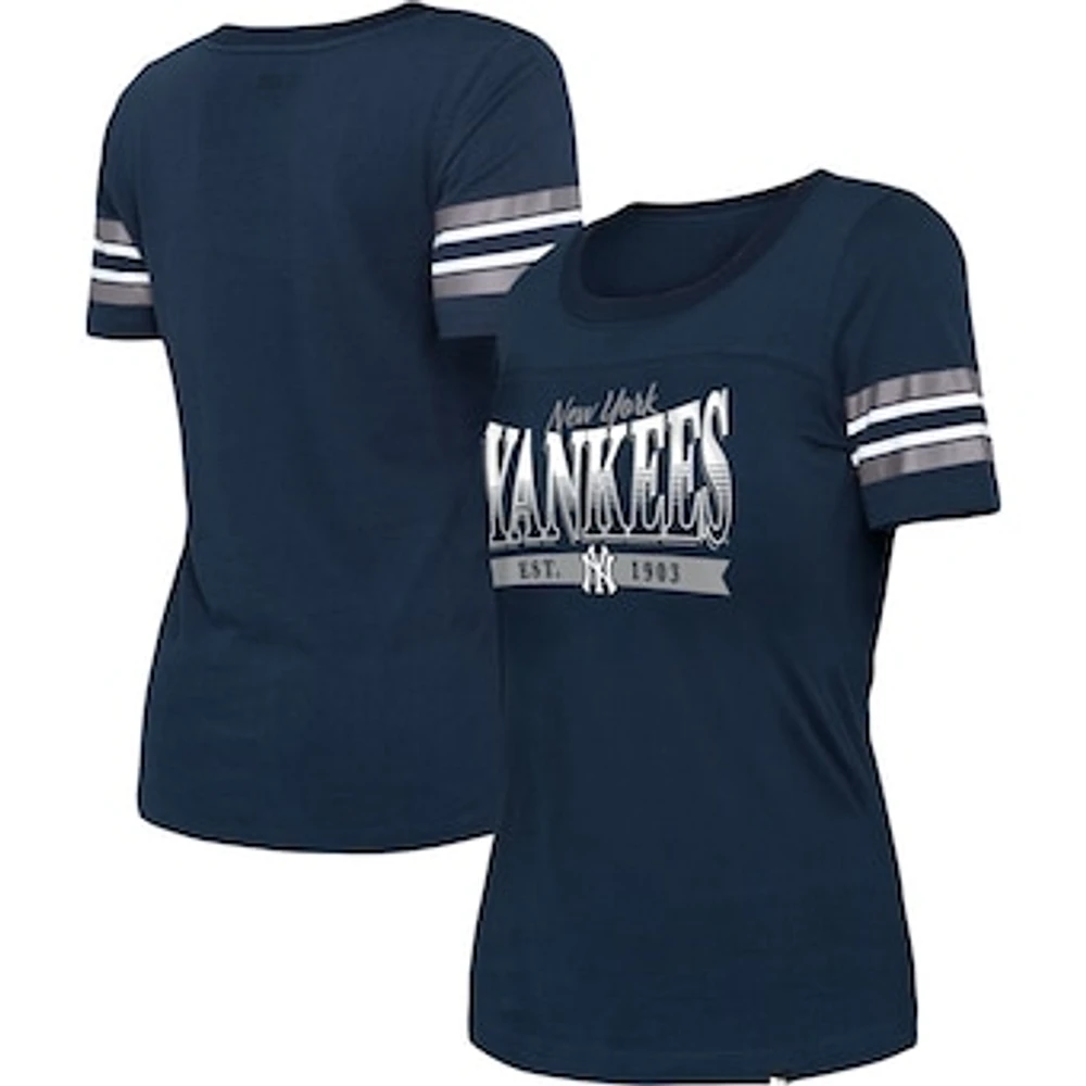 Women's New Era Navy New York Yankees Team Stripe T-Shirt