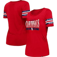 Women's New Era Red St. Louis Cardinals Team Stripe T-Shirt