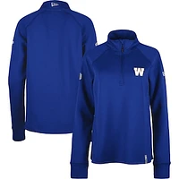 Women's 5th & Ocean by New Era Blue Winnipeg Bombers Sideline Piper Performance Raglan Quarter-Zip Top